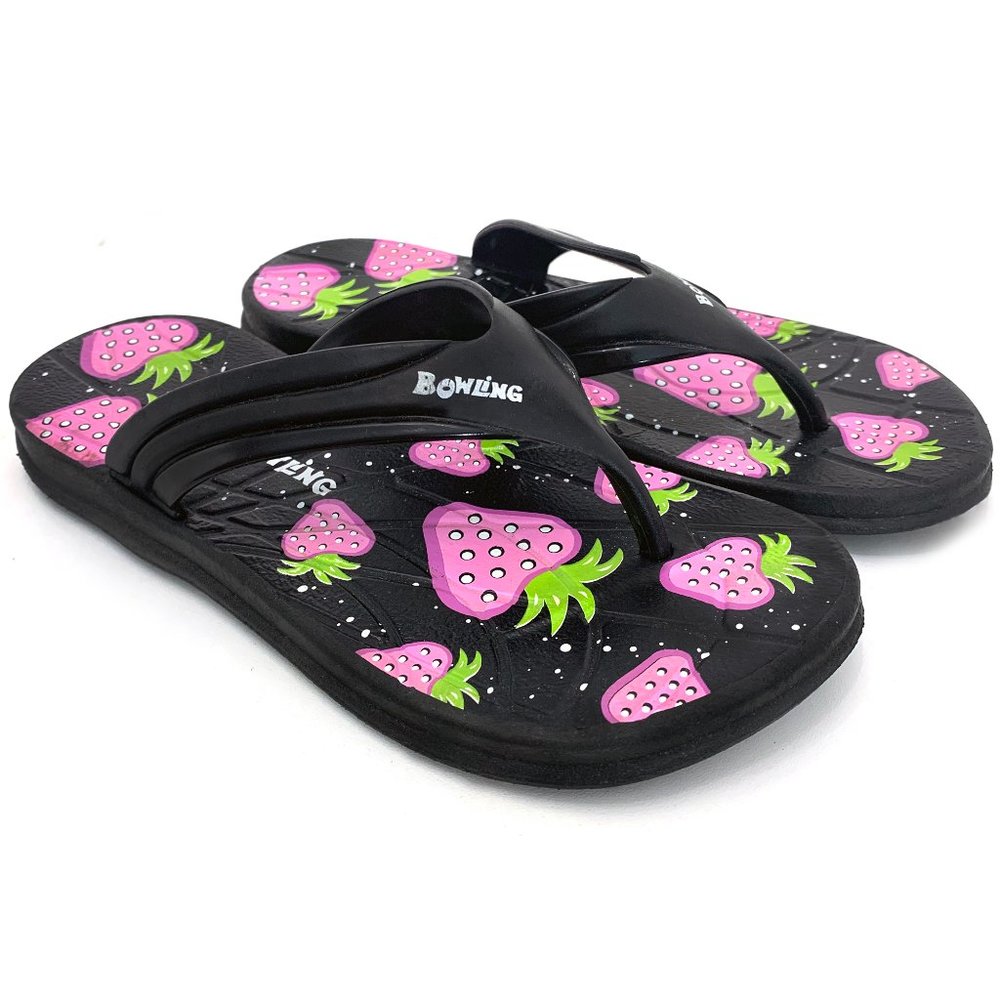 Women's Strawberry Print Slip-On Flip Flop Sandals